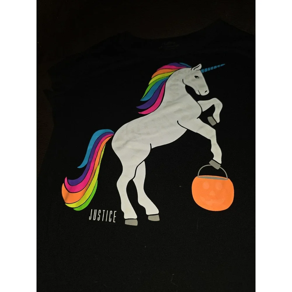 Justice fall autumn Halloween unicorn pumpkin trick or treat top size 14